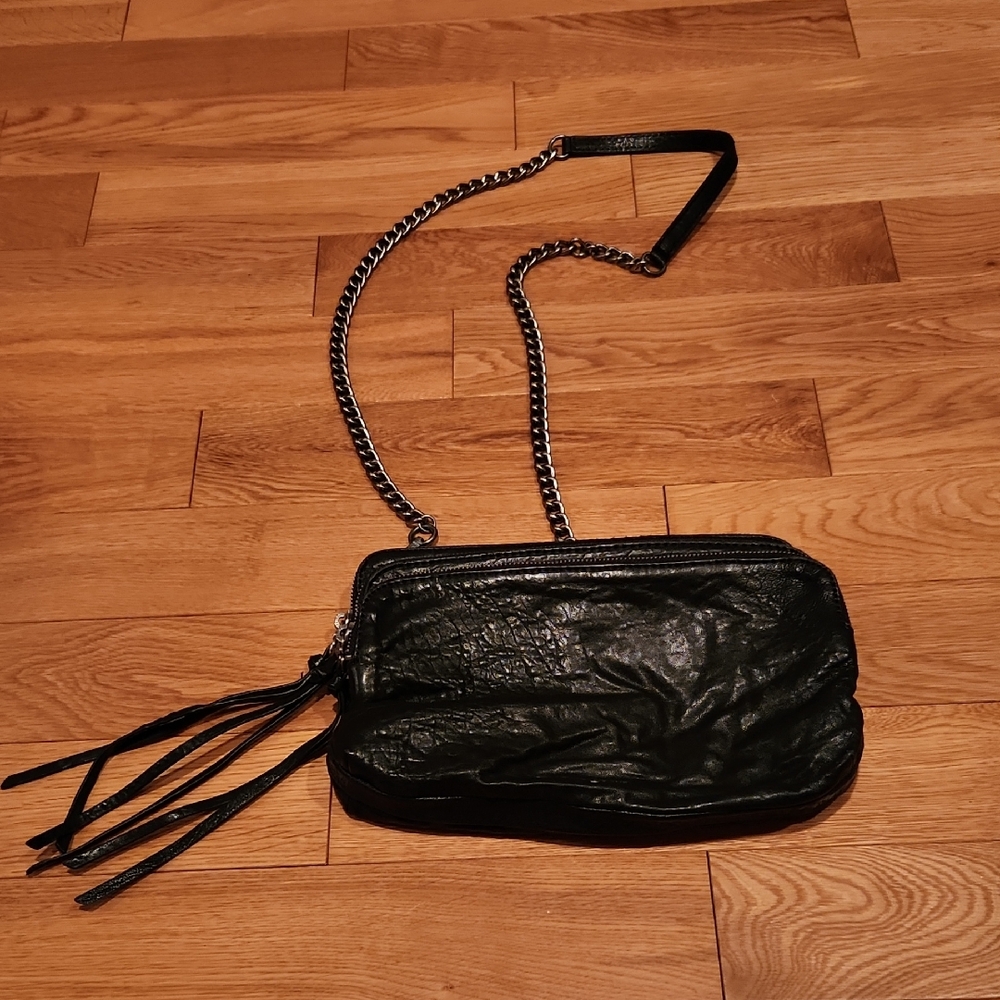 Treasure & Bond Textured Black Leather Crossbody Bag